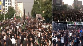 تشییع پر شور پیکر رئیس‌جمهور و همراهانش در تهران